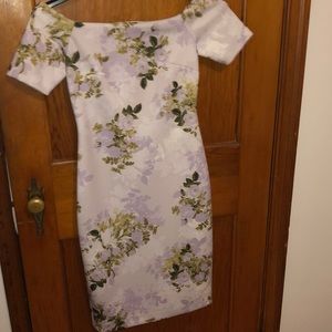 Floral-Print Off-The-Shoulder Sheath Dress